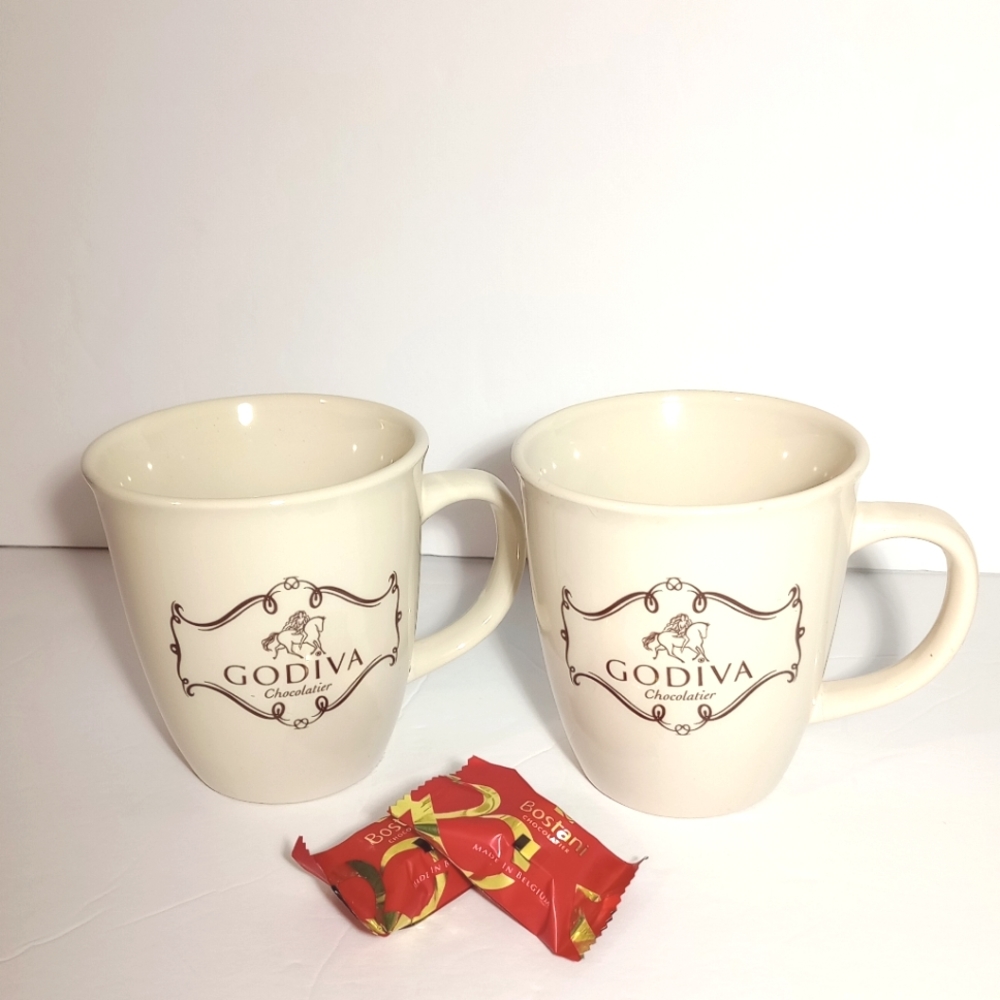 Godiva Chocolatier Set Of Two Coffee Mug Cup Perfect For Hot Chocolate Lovers